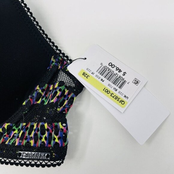 Calvin Klein Womens Size 32B Striped Lace Demi Bra QF5873 in Black $46 875 - Picture 4 of 6